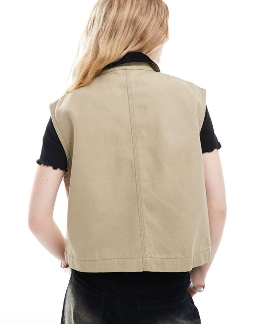 ASOS Natural Washed Gilet With Cord Collar