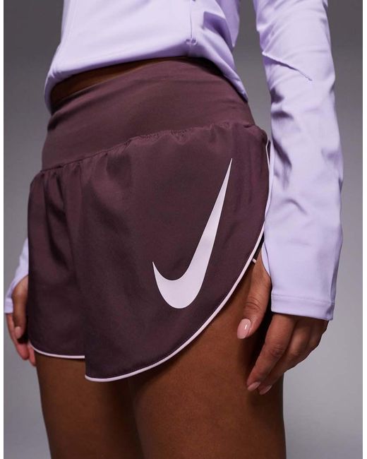 Nike Purple Tempo Dri-fit Mid Rise Swoosh Shorts