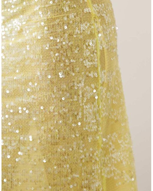ASOS Natural Sequin Midi Skirt