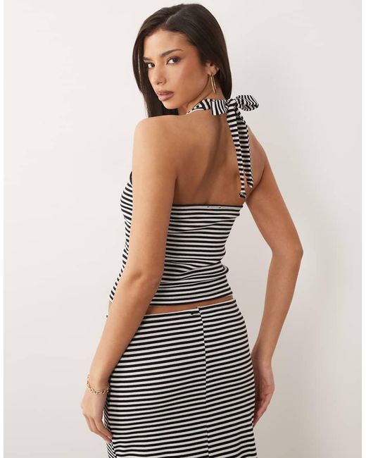 ASOS Gray Textured Knit Halter Neck Top Co-ord