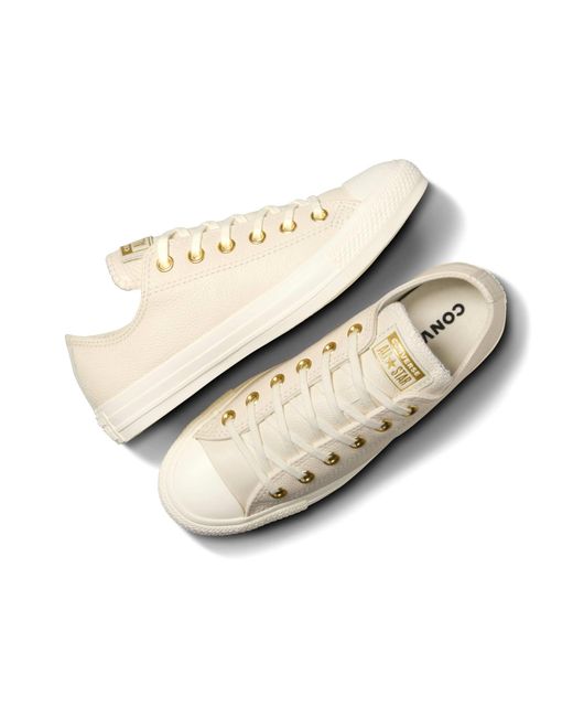 Chuck taylor all star - baskets en cuir avec détail métalliques - crème et doré Converse en coloris White