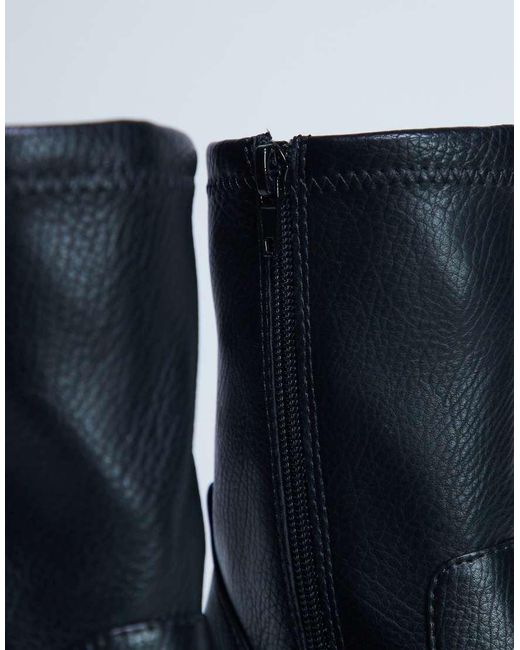 TOPSHOP Blue Niamh Block Heel Ankle Boot
