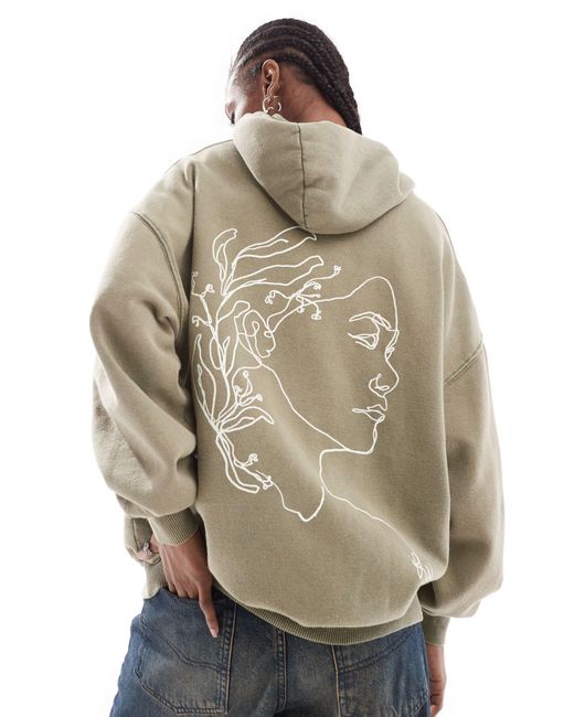 Reclaimed (vintage) Gray Sketchy Face Hoodie