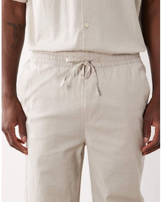 Only & Sons White Linen Look Loose Fit Trousers Co-ord for men