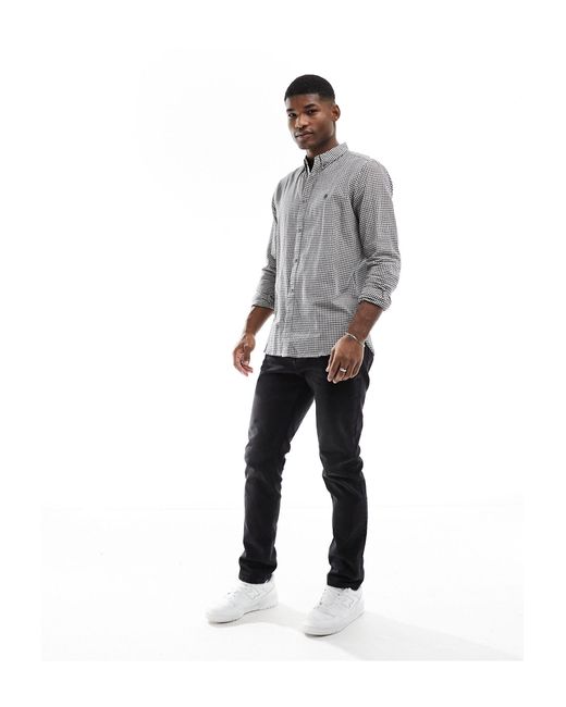 French Connection Gray Long Sleeve Gingham Shirt for men