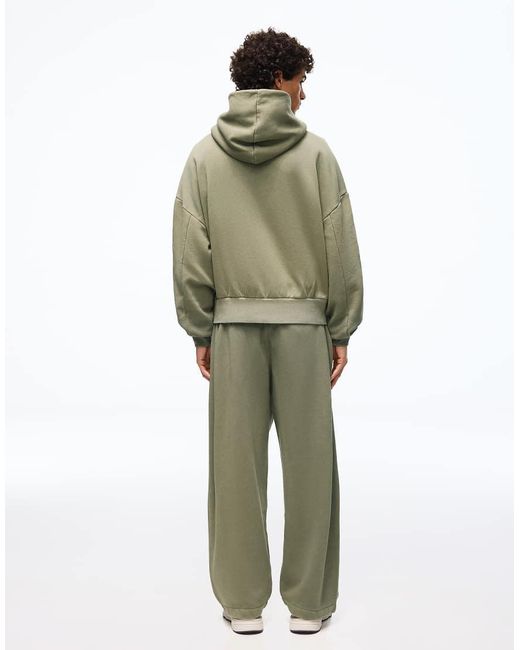 Bershka Green Balloon Fit Washed joggers With Pleats for men