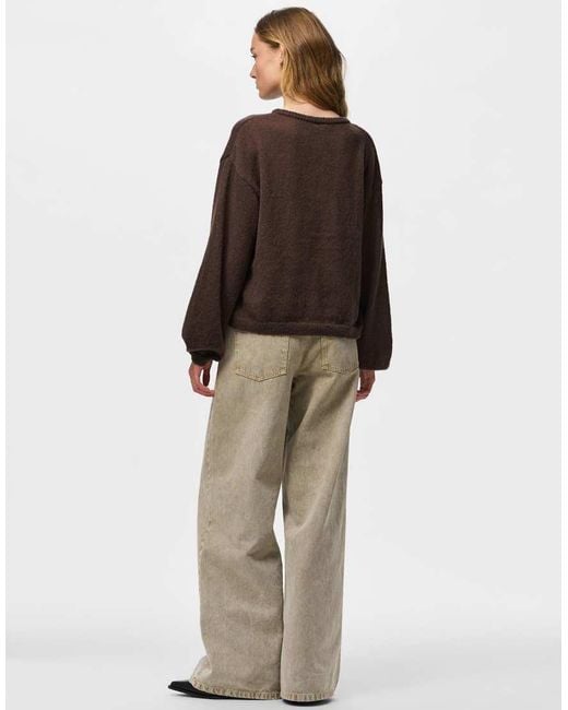Pieces Brown Knitted Cardigan