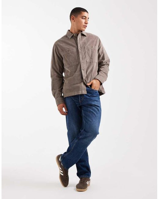 ASOS Brown Cord Overshirt for men