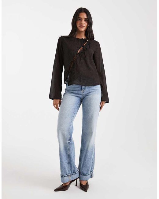 ONLY Black Asymmetric Tie Detail Top