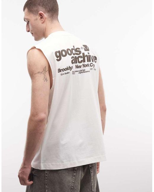 ASOS White Oversized Tank With Goods Archive Text Graphic for men