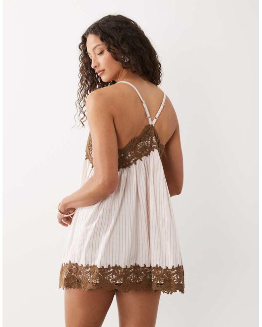 ASOS Multicolor V Neck Cami Mini Dress With Lace Trims