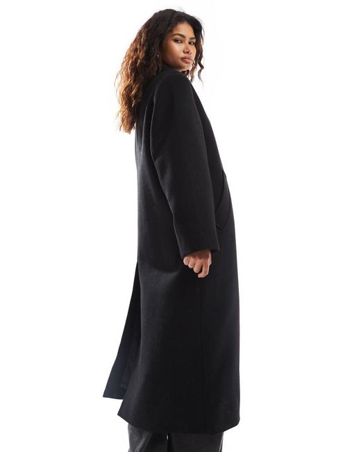 Weekday Black Gate Wool Blend Car Coat