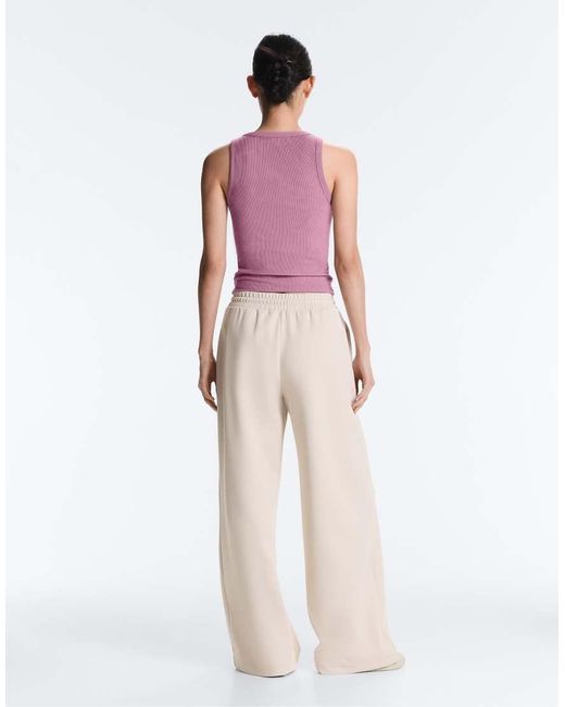 Oysho Pink Rib Modal Blend Tank Top