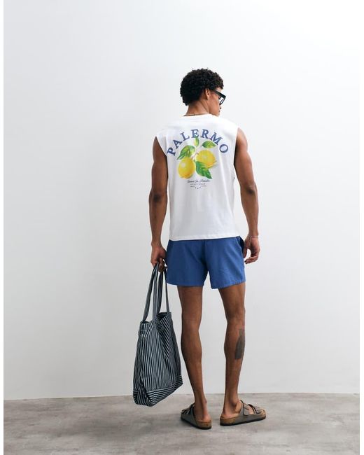 Jack & Jones White Palermo Lemon Backprint Vest for men