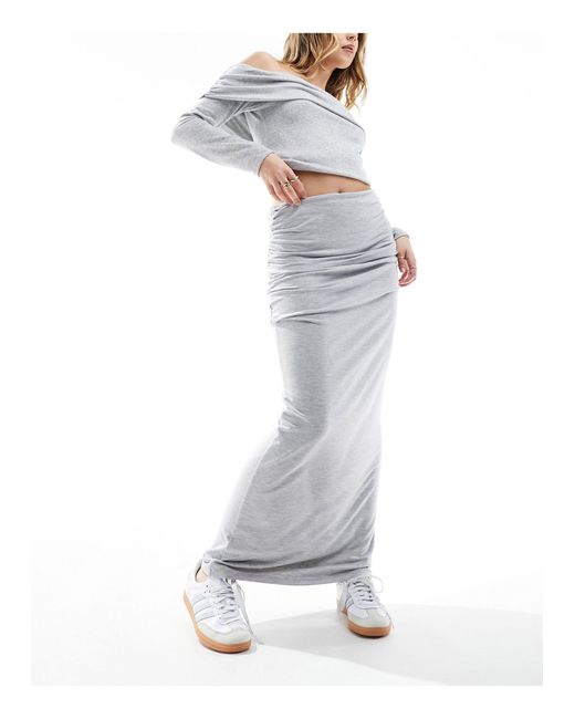 Falda larga jaspeado con detalle plisado ASOS de color White