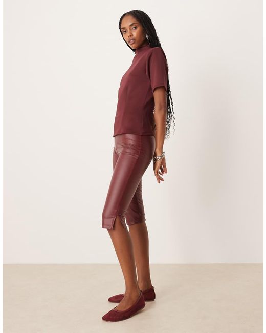 ASOS Red Scuba-style Fabric Grown On Neck Cinched Tee