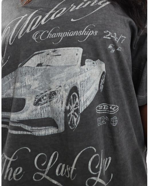 ASOS Gray Asos Design Curve Oversized T-shirt With Motoring Car Graphic