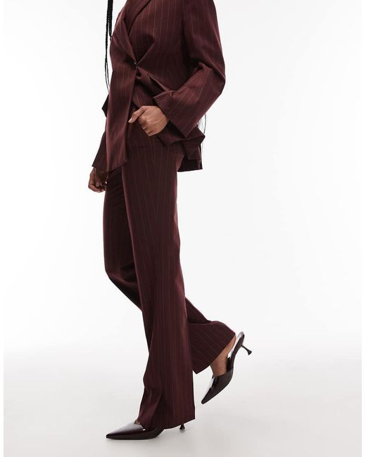 & Other Stories Red Co-ord Wool Slim Flare Leg Tailo Trousers