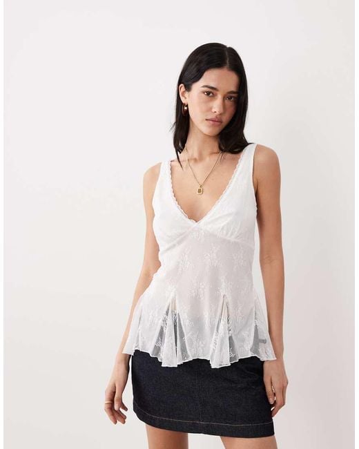 Cotton On White Elsie Babydoll Tank Top