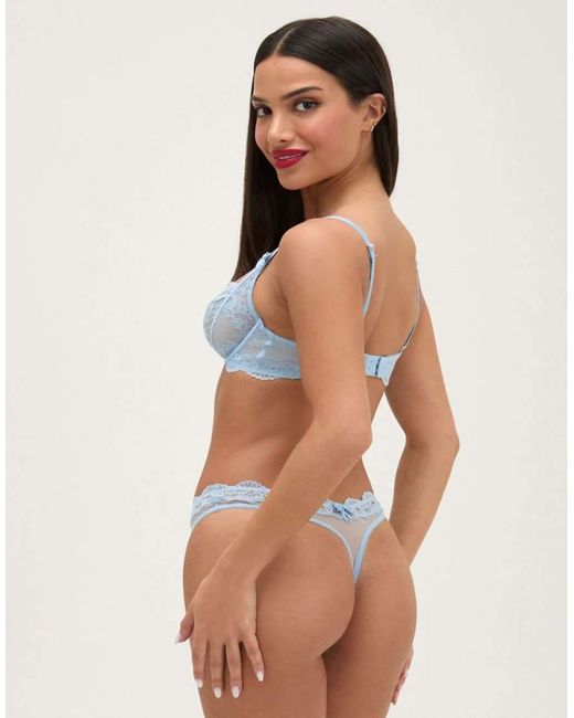 Boux Avenue Blue Veronique Lace Thong Floral Lace High Leg Underwear