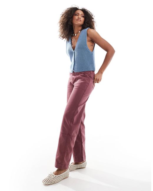 Pantalon bouffant à surpiqûres - prune délavé ASOS en coloris Multicolor