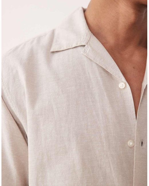 Jack & Jones Natural Short Sleeve Linen Blend Shirt for men