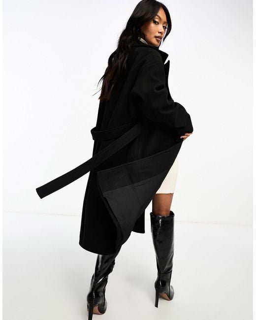 Manteau habillé mi-long avec ceinture Vila en coloris Black