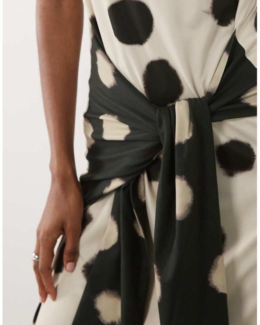ASOS White One Shoulder Polka Dot Maxi Dress