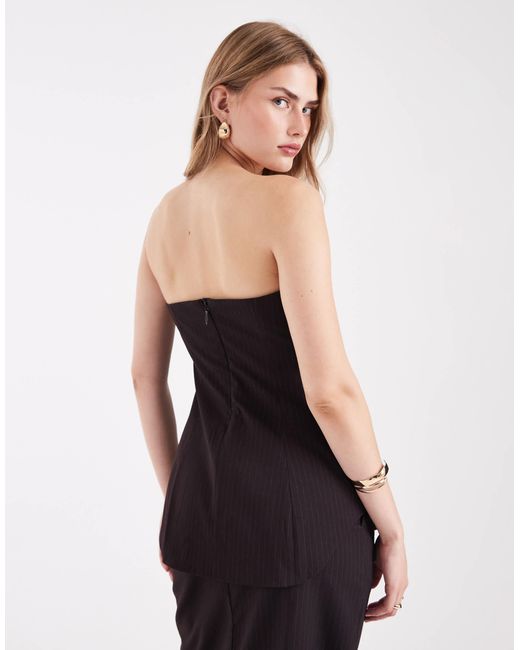 ASOS Black Tailo Curved Hem Peplum Bandeau Co-ord Top