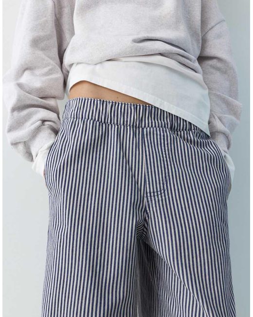 Pull&Bear Gray Striped Barrel Trousers