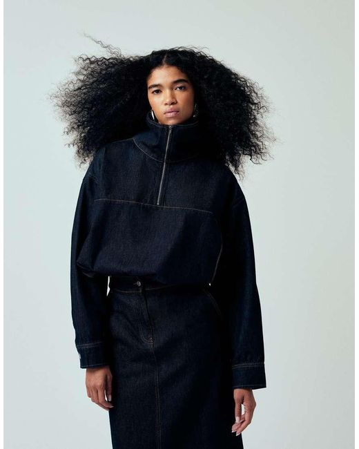 ASOS Blue Denim Oversized Funnel Jacket