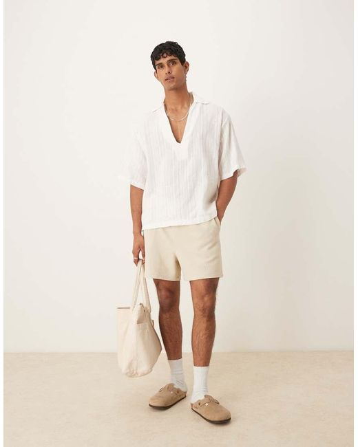 ASOS Oversized Overhemd Zonder Sluiting En Textuur in het Natural voor heren