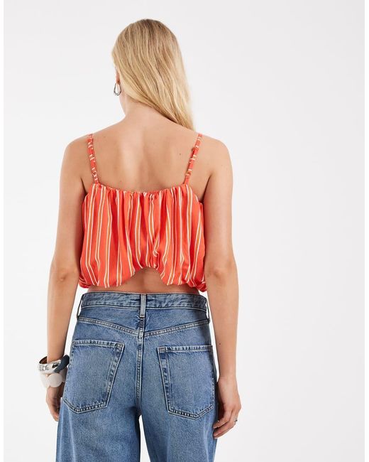 ASOS Red Linen Blend Bubble Cami Top
