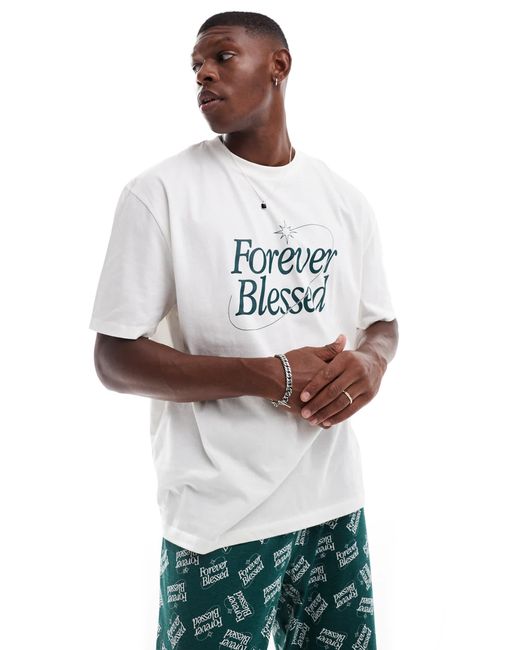 ASOS Pyjama Set With Forever Blessed Graphics in White for Men Lyst Canada