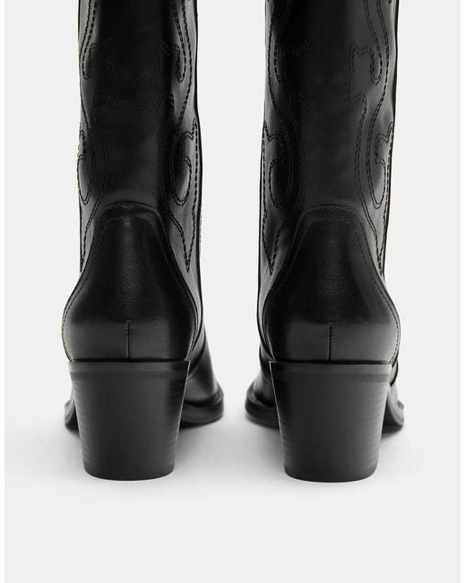 Pull&Bear Black Cowboy Boots