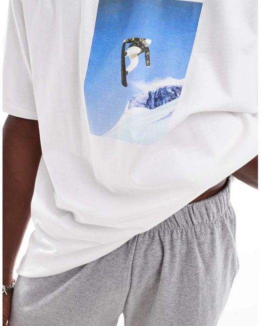 ASOS White Pyjama Set With Snowboard Graphics for men