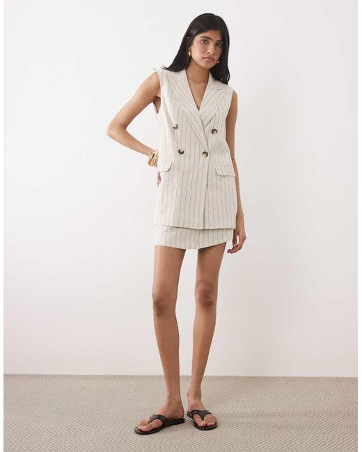 Miss Selfridge White Tailored Linen Look Micro Skort