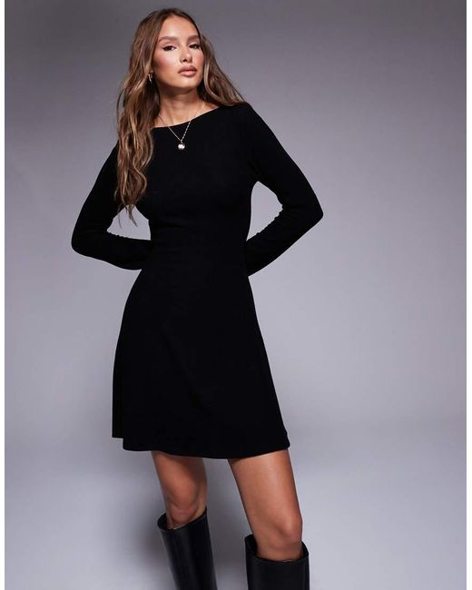 ASOS Black Supersoft Long Sleeve Mini Swing Dress