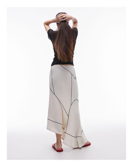 TOPSHOP White Panelled Disjointed Asymmetric Jersey Skirt