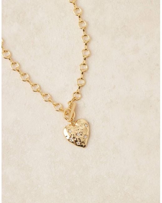 Collar De Cadena Con Colgante De Corazón Y Barra En Forma De "T" De ASOS de color Natural