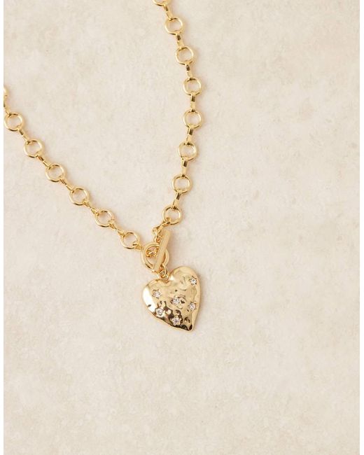 ASOS Ketting Met Schakels En Hartvormig Hangertje Met T-Staafje in het Natural