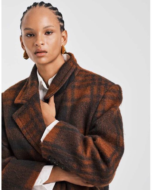 ASOS Multicolor Premium Brushed Wool Blend Dad Coat