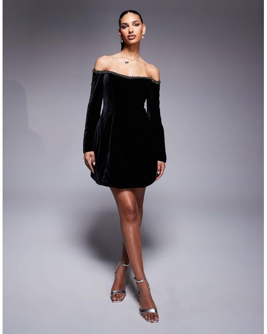 Bardot Black – nadene – langärmliges minikleid