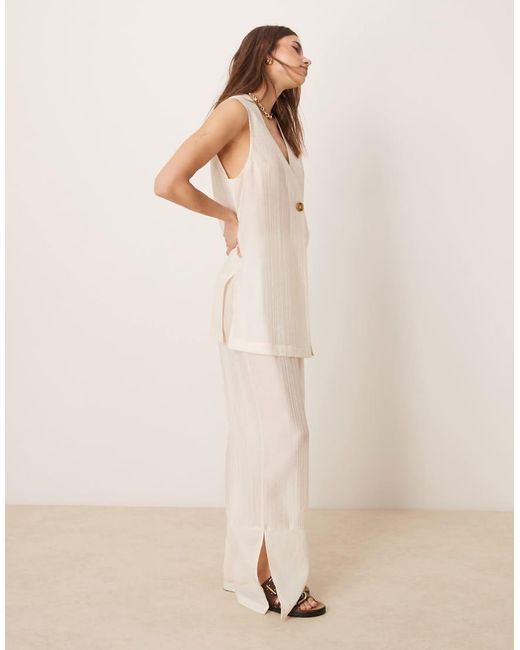 ASOS Natural Sheer Textured Wide Leg Trousers Co-ord