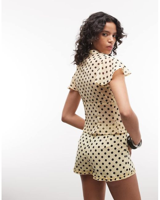 Collusion White Polka Dot Keyhole Corseted Top Co-ord