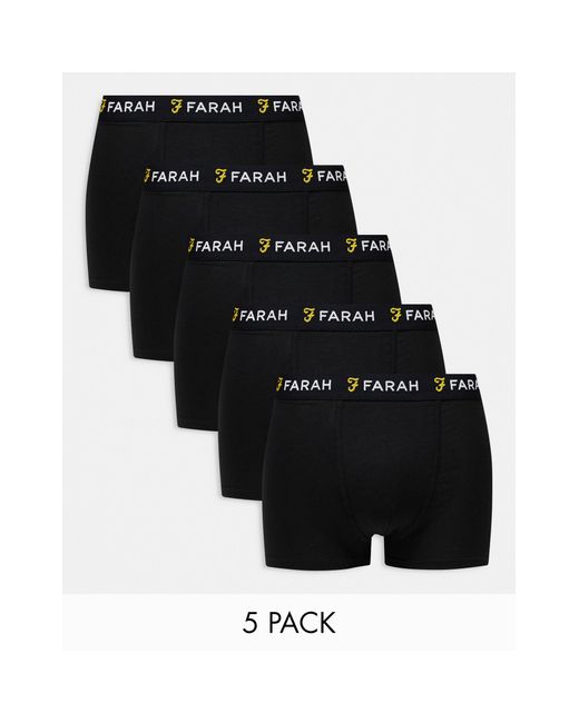 Farah – chorley – 5er-pack eng geschnittene boxershorts in Black für Herren