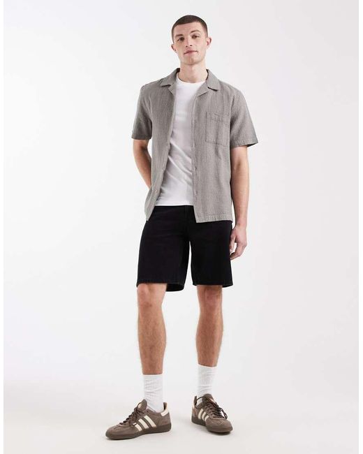 Only & Sons Gray Edge Straight Fit Denim Shorts for men