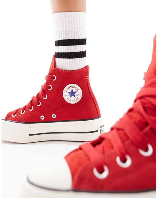 Lift - sneakers rosse con lacci spessi di Converse in Red