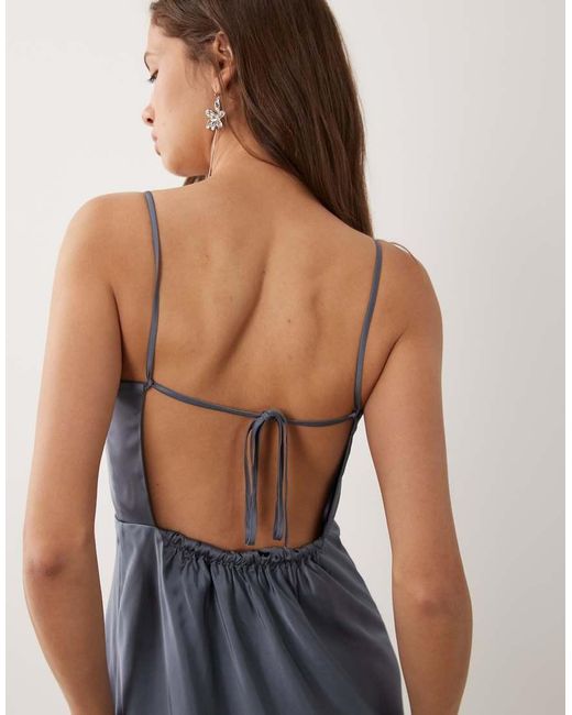Abercrombie & Fitch Blue Strappy Square Neck Maxi Dress