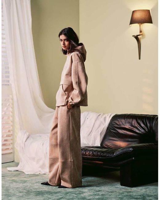 ASOS Broek Met Wijde Pijpen in het Natural